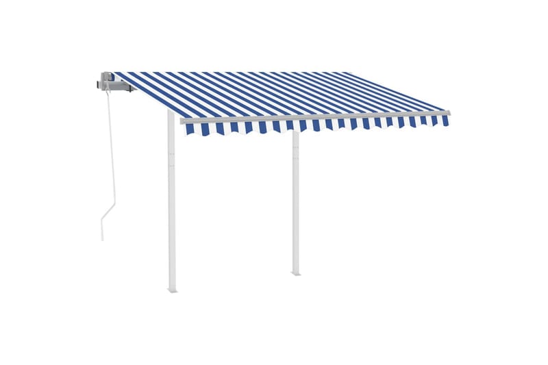Automatisk uttrekkbar markise med stolper 3x2,5 m - Blå - Hagemøbler - Solbeskyttelse - Markiser