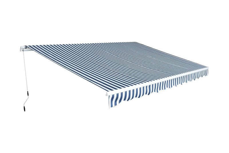 Foldbar markise manuell 450 cm blå/hvit - Hagemøbler - Solbeskyttelse - Markiser