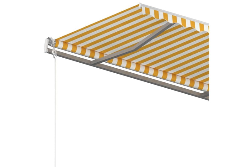 Frittstående manuell uttrekkbar markise 450x350 cm gul/hvit - Gul - Hagemøbler - Solbeskyttelse - Markiser