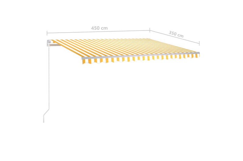Frittstående manuell uttrekkbar markise 450x350 cm gul/hvit - Gul - Hagemøbler - Solbeskyttelse - Markiser