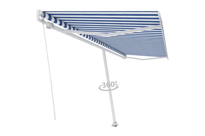 Frittstående manuell uttrekkbar markise 500x350 cm blå/hvit - Blå - Hagemøbler - Solbeskyttelse - Markiser