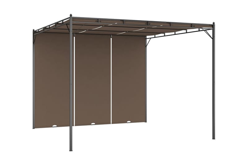 Hagepaviljong med sidegardin 3x3x2,25 m gråbrun - Taupe - Hagemøbler - Solbeskyttelse - Markiser