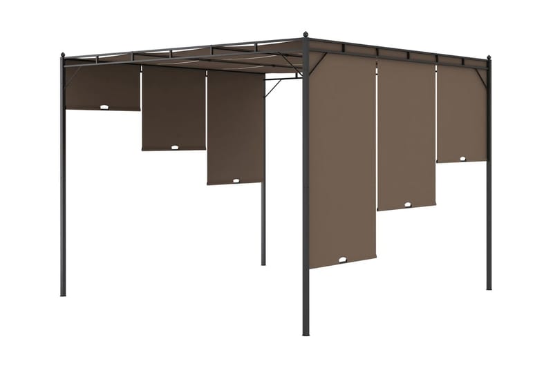 Hagepaviljong med sidegardin 3x3x2,25 m gråbrun - Taupe - Hagemøbler - Solbeskyttelse - Markiser