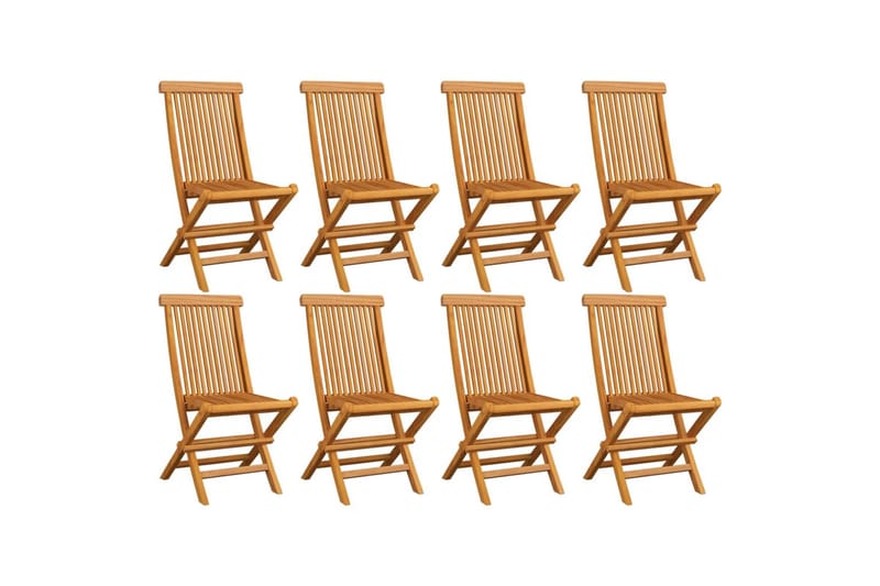 Klappstoler 8 stk heltre teak - Brun - Hagemøbler - Solbeskyttelse - Markiser