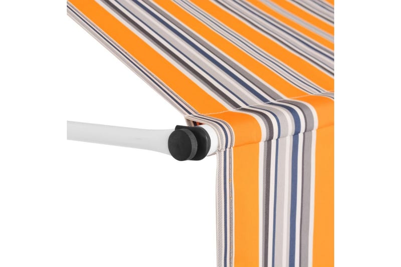 Manuell uttrekkbar markise 150 cm gule og blå striper - Hagemøbler - Solbeskyttelse - Markiser