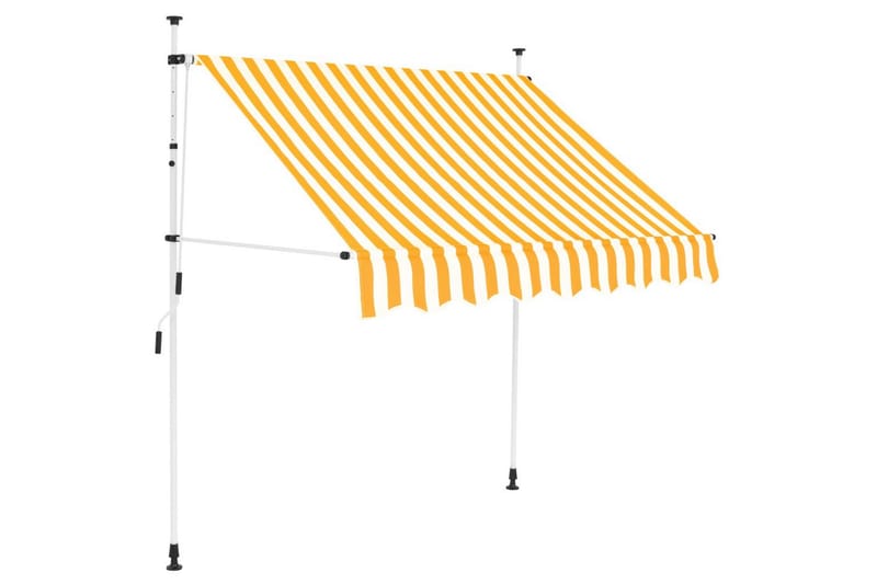 Manuell uttrekkbar markise 150 cm gule og hvite striper - Hagemøbler - Solbeskyttelse - Markiser
