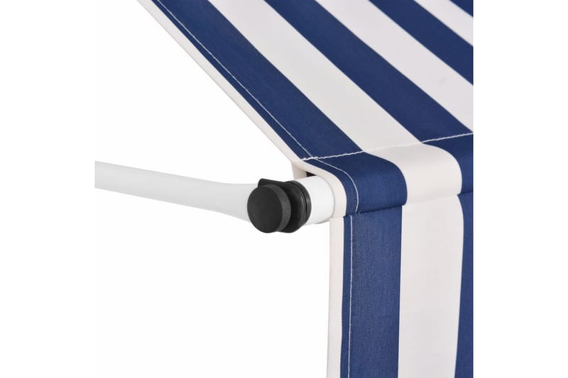 Manuell uttrekkbar markise 250 cm blå og hvite striper - Hagemøbler - Solbeskyttelse - Markiser