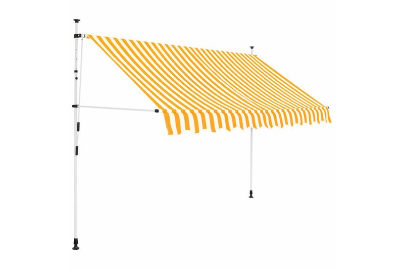Manuell uttrekkbar markise 300 cm gule og hvite striper - Hagemøbler - Solbeskyttelse - Markiser