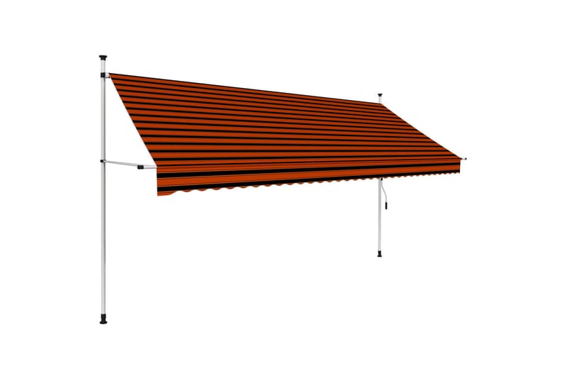 Manuell uttrekkbar markise 350 cm oransje og brun - Flerfarget - Hagemøbler - Solbeskyttelse - Markiser