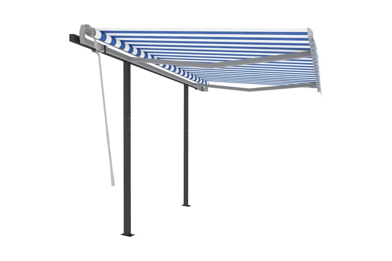 Manuell uttrekkbar markise 3,5x2,5 m blå og hvit - Hagemøbler - Solbeskyttelse - Markiser