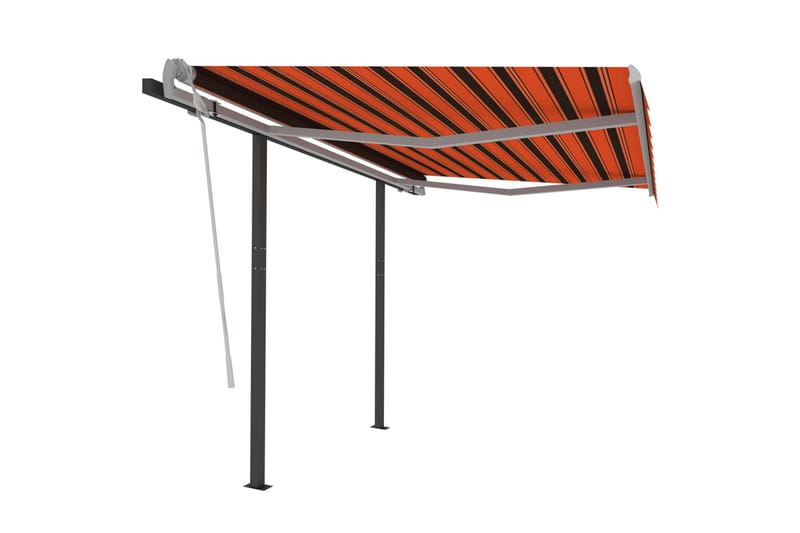 Manuell uttrekkbar markise 3,5x2,5 m oransje og brun - Hagemøbler - Solbeskyttelse - Markiser