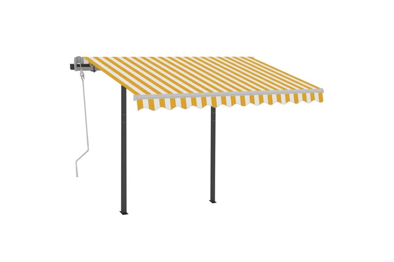 Manuell uttrekkbar markise 3x2,5 m gul og hvit - Hagemøbler - Solbeskyttelse - Markiser