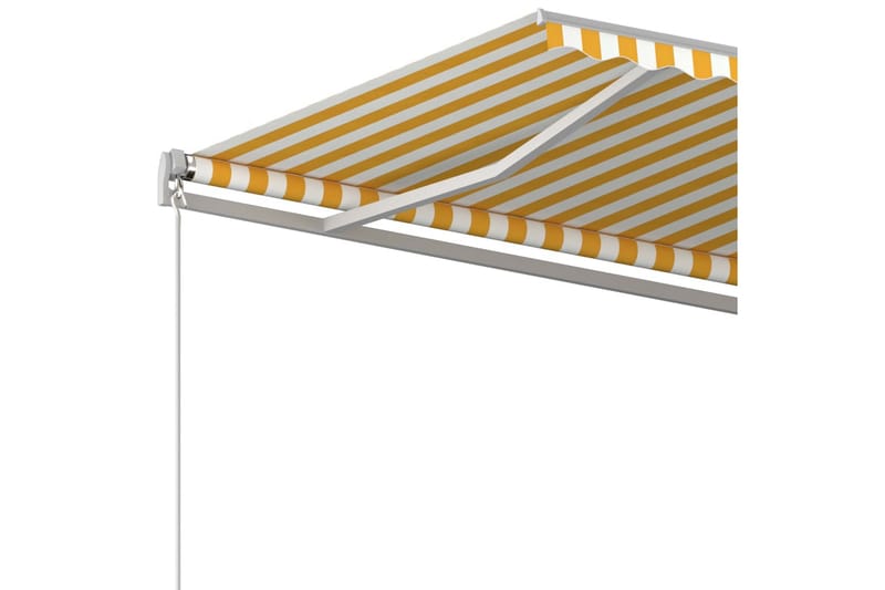 Manuell uttrekkbar markise 450x350 cm gul og hvit - Gul - Hagemøbler - Solbeskyttelse - Markiser