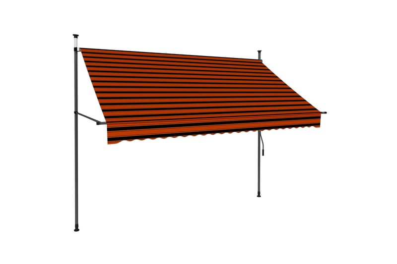 Manuell uttrekkbar markise med LED 250 cm oransje og brun - Flerfarget - Hagemøbler - Solbeskyttelse - Markiser