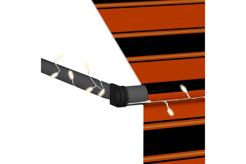 Manuell uttrekkbar markise med LED 250 cm oransje og brun - Flerfarget - Hagemøbler - Solbeskyttelse - Markiser