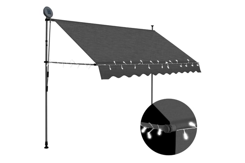 Manuell uttrekkbar markise med LED 300 cm antrasitt - Grå - Hagemøbler - Solbeskyttelse - Markiser - Terrassemarkise
