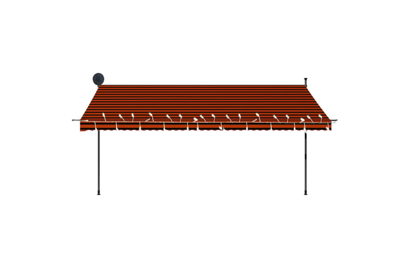 Manuell uttrekkbar markise med LED 400 cm oransje og brun - Flerfarget - Hagemøbler - Solbeskyttelse - Markiser