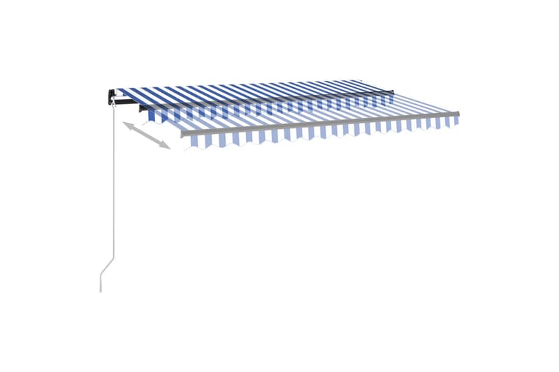 Manuell uttrekkbar markise med LED 400x300 cm blå og hvit - Blå - Hagemøbler - Solbeskyttelse - Markiser