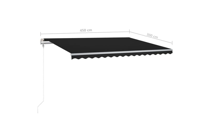 Manuell uttrekkbar markise med LED 4,5x3 m antrasitt - Hagemøbler - Solbeskyttelse - Markiser