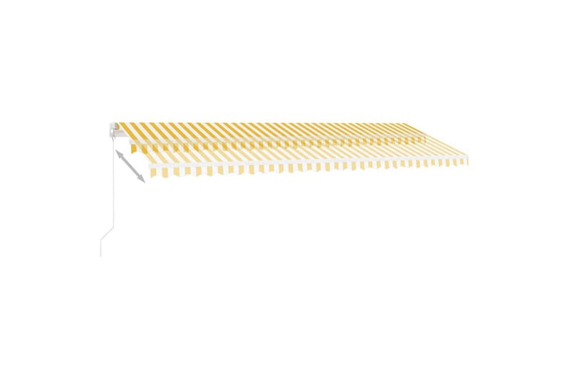 Manuell uttrekkbar markise med LED 500x350 cm gul og hvit - Gul - Hagemøbler - Solbeskyttelse - Markiser