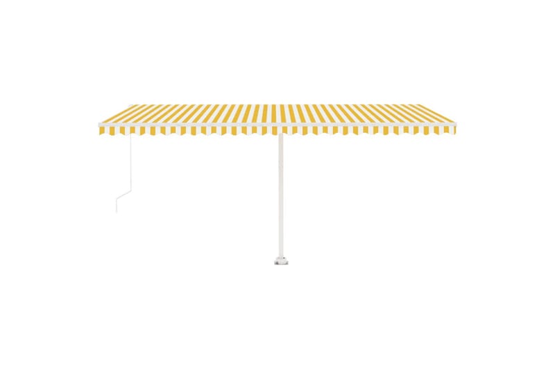 Manuell uttrekkbar markise med LED 500x350 cm gul og hvit - Gul - Hagemøbler - Solbeskyttelse - Markiser