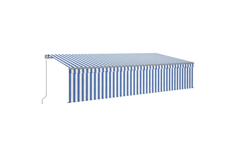 Manuell uttrekkbar markise med rullegardin 6x3 m blå og hvit - Blå - Hagemøbler - Solbeskyttelse - Markiser