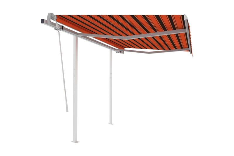 Manuell uttrekkbar markise med stolper 3,5x2,5m - Oransj - Hagemøbler - Solbeskyttelse - Markiser