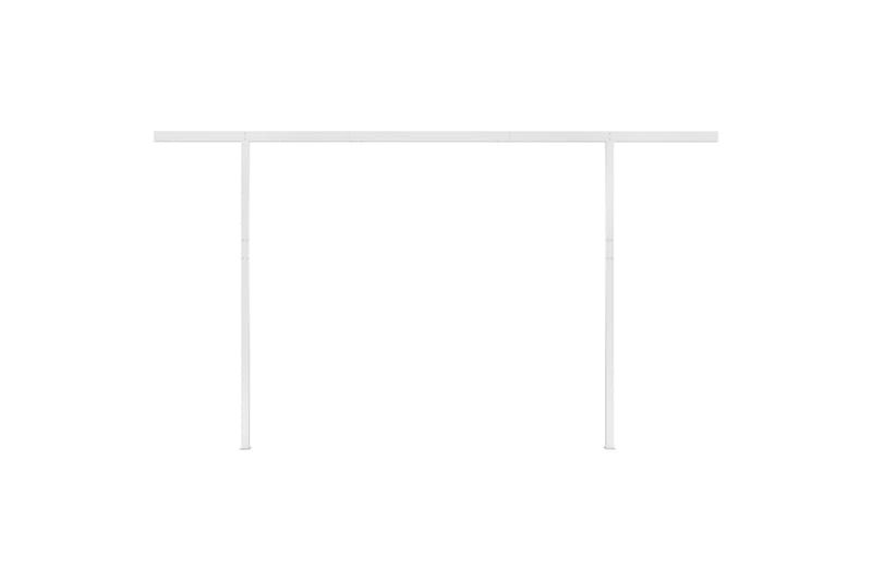 Manuell uttrekkbar markise med stolper 4x3 m kremhvit - Krem - Hagemøbler - Solbeskyttelse - Markiser