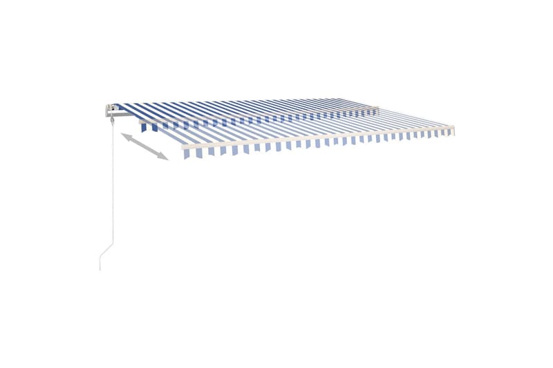 Manuell uttrekkbar markise med stolper 5x3,5 m blå og hvit - Blå - Hagemøbler - Solbeskyttelse - Markiser