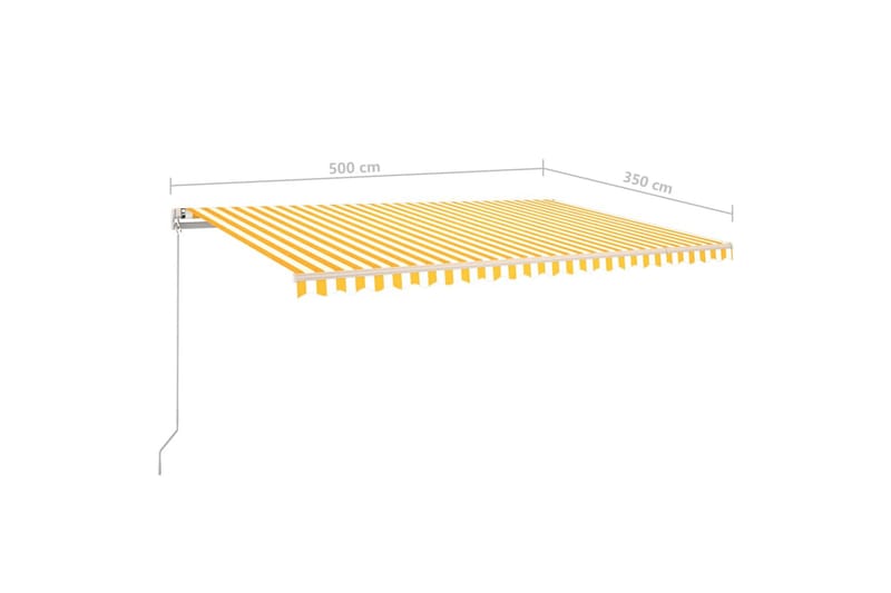 Manuell uttrekkbar markise med stolper 5x3,5 m gul og hvit - Gul - Hagemøbler - Solbeskyttelse - Markiser