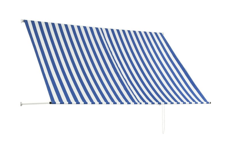 Uttrekkbar markise 250x150 cm blå og hvit - Hagemøbler - Solbeskyttelse - Markiser