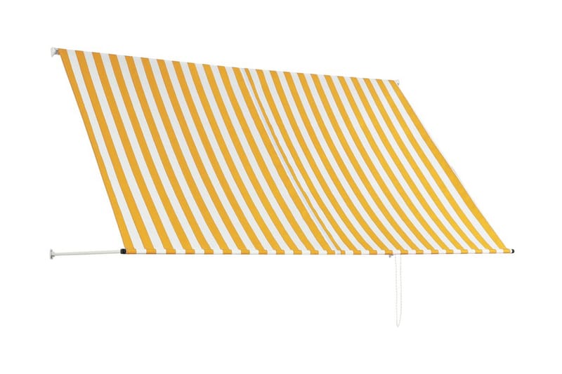Uttrekkbar markise 250x150 cm gul og hvit - Hagemøbler - Solbeskyttelse - Markiser