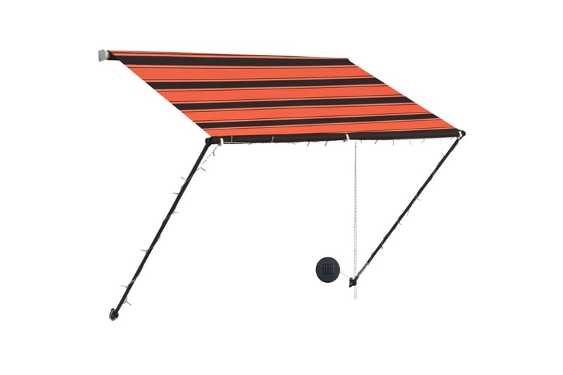 Uttrekkbar markise med LED 150x150 cm oransje og brun - Flerfarget - Hagemøbler - Solbeskyttelse - Markiser