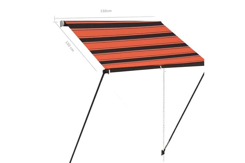 Uttrekkbar markise med LED 150x150 cm oransje og brun - Flerfarget - Hagemøbler - Solbeskyttelse - Markiser