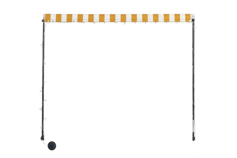 Uttrekkbar markise med LED 300x150 cm gul og hvit - Gul - Hagemøbler - Solbeskyttelse - Markiser