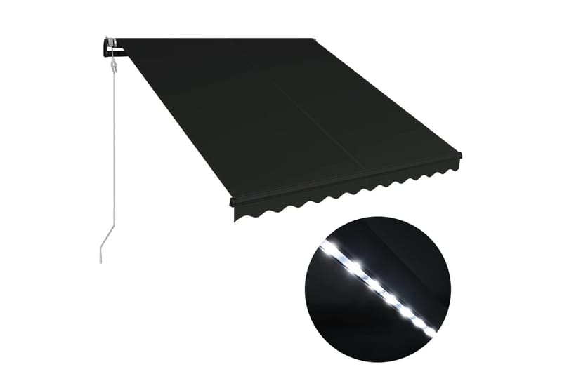 Uttrekkbar markise med vindsensor og LED 300x250cm antrasitt - Hagemøbler - Balkong - Sikkerhet & vindbeskyttelse balkong - Balkongbeskyttelse