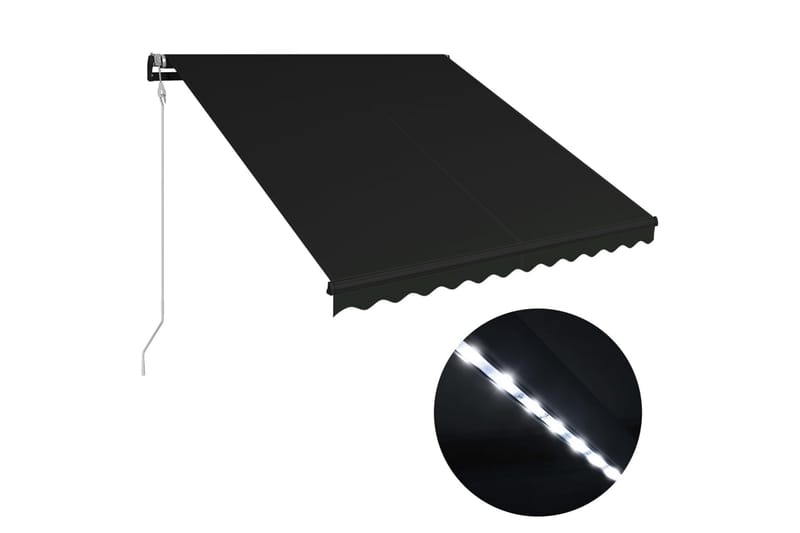 Uttrekkbar markise med vindsensor og LED 350x250cm antrasitt - Hagemøbler - Solbeskyttelse - Markiser - Terrassemarkise