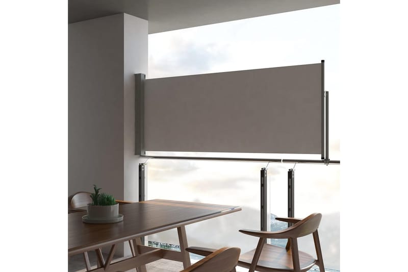Uttrekkbar sidemarkise 100 x 300 cm grå - Hagemøbler - Solbeskyttelse - Markiser