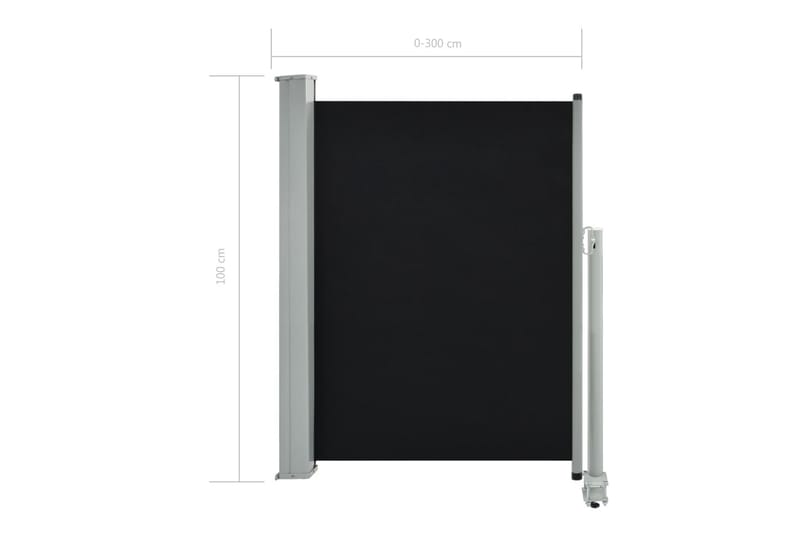 Uttrekkbar sidemarkise 100 x 300 cm svart - Hagemøbler - Solbeskyttelse - Markiser