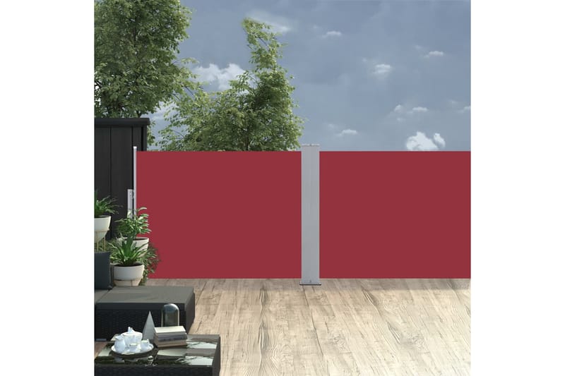 Uttrekkbar sidemarkise 100x1000 cm rød - Hagemøbler - Solbeskyttelse - Markiser