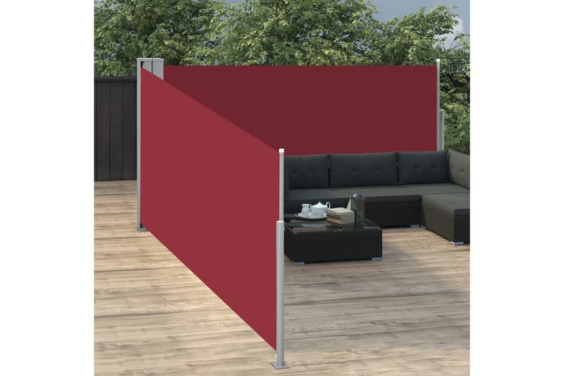 Uttrekkbar sidemarkise 100x1000 cm rød - Hagemøbler - Solbeskyttelse - Markiser