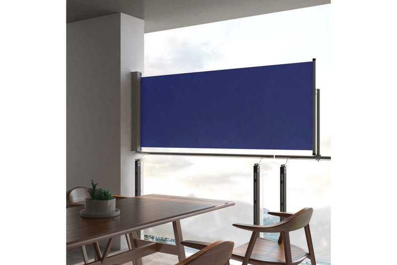 Uttrekkbar sidemarkise 100x300 cm blå - Hagemøbler - Balkong - Sikkerhet & vindbeskyttelse balkong - Balkongbeskyttelse