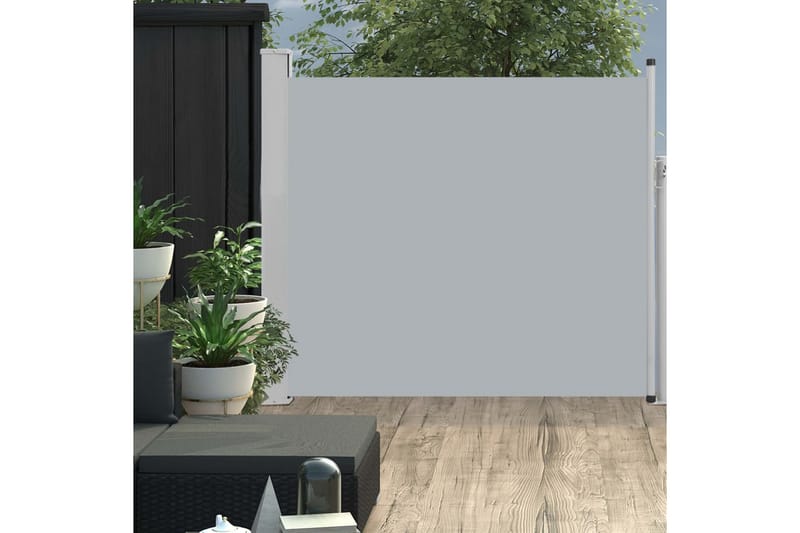 Uttrekkbar sidemarkise 100x300 cm grå - Hagemøbler - Solbeskyttelse - Markiser