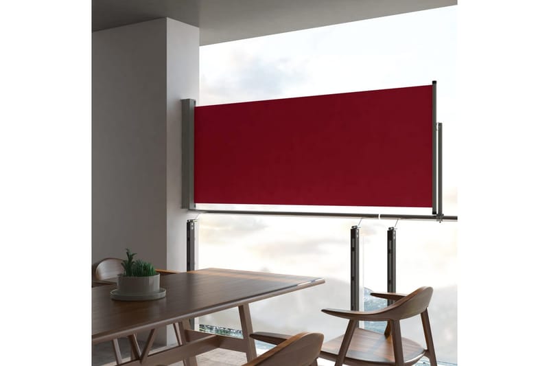 Uttrekkbar sidemarkise 100x300 cm rød - Hagemøbler - Balkong - Sikkerhet & vindbeskyttelse balkong - Balkongbeskyttelse
