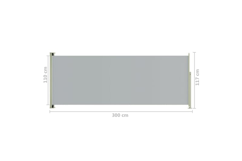Uttrekkbar sidemarkise 117x300 cm grå - Grå - Hagemøbler - Solbeskyttelse - Markiser