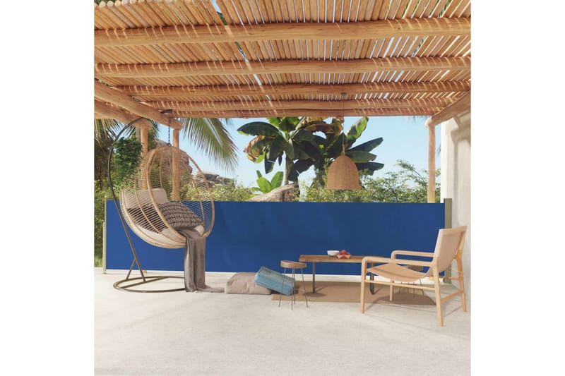 Uttrekkbar sidemarkise 117x500 cm blå - Blå - Hagemøbler - Balkong - Sikkerhet & vindbeskyttelse balkong - Balkongbeskyttelse