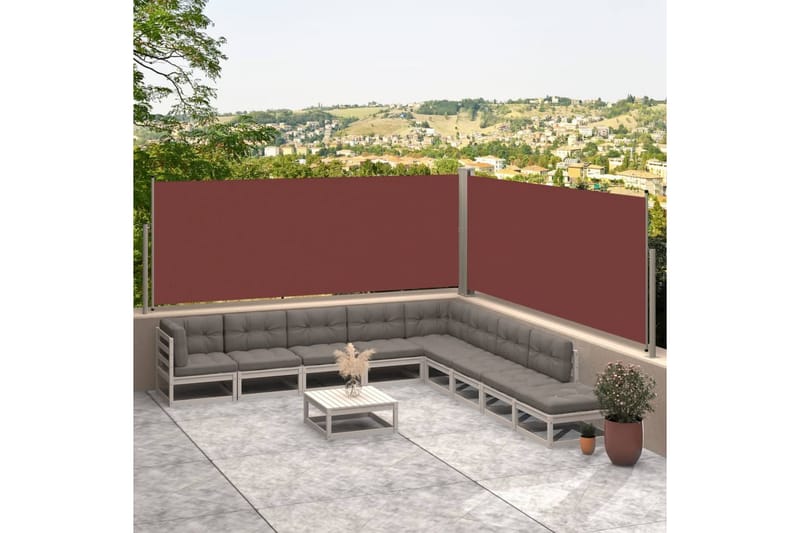 Uttrekkbar sidemarkise 117x600 cm brun - Brun - Hagemøbler - Balkong - Sikkerhet & vindbeskyttelse balkong - Balkongbeskyttelse