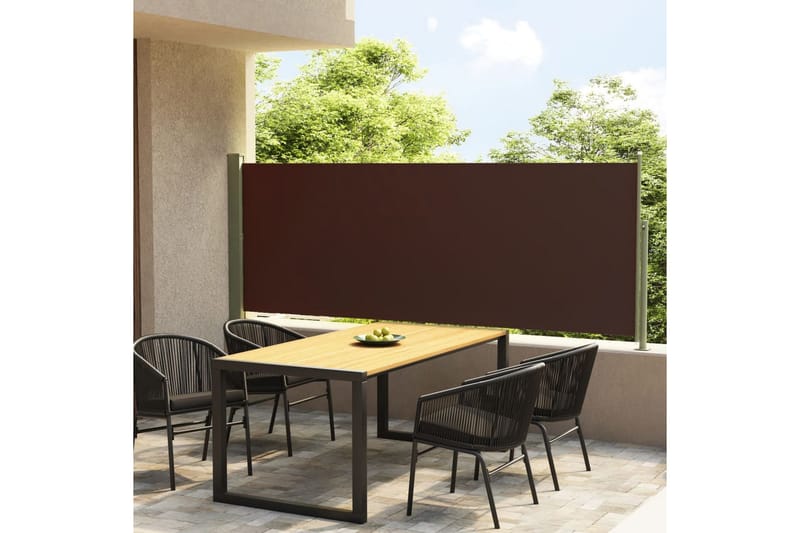 Uttrekkbar sidemarkise 140x300 cm brun - Brun - Hagemøbler - Balkong - Sikkerhet & vindbeskyttelse balkong - Balkongbeskyttelse