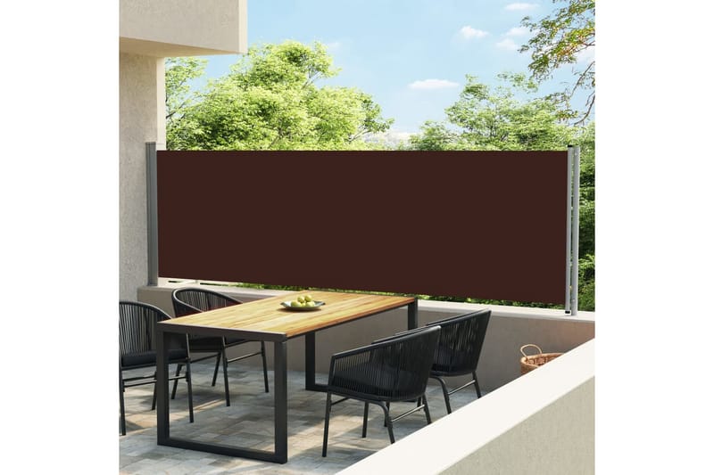 Uttrekkbar sidemarkise 140x600 cm brun - Brun - Hagemøbler - Balkong - Sikkerhet & vindbeskyttelse balkong - Balkongbeskyttelse