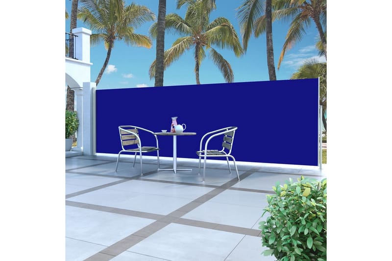 Uttrekkbar sidemarkise 160 x 500 cm blå - Hagemøbler - Solbeskyttelse - Markiser